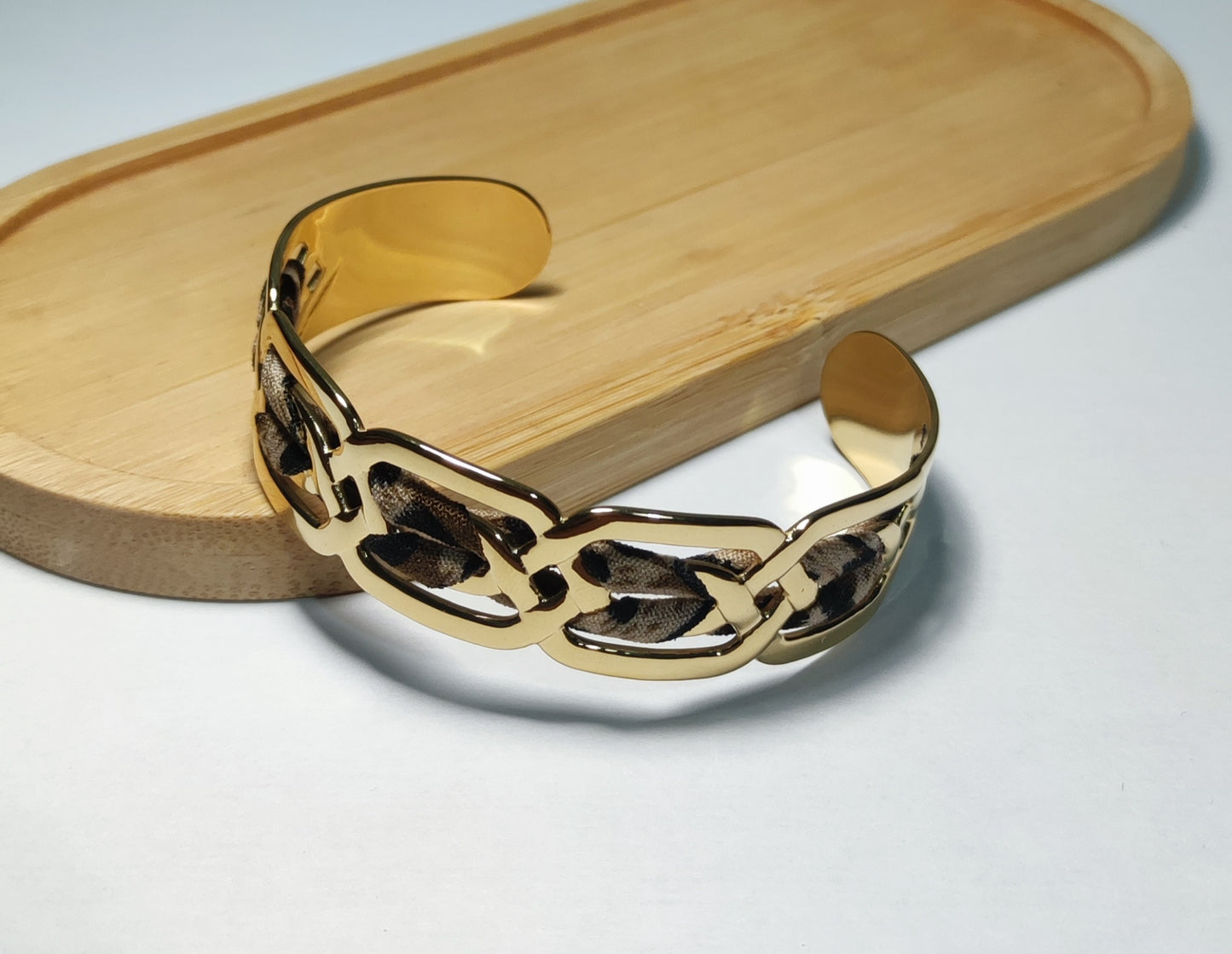 Bracelet Tressé Motif Léopard Doré - Rêve de Rose