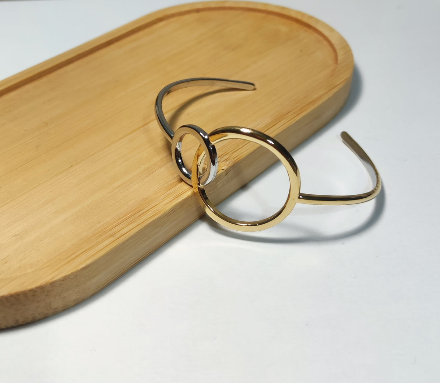 Jonc Bicolore Argent et Or Motif Entrelacé - Rêve de Rose