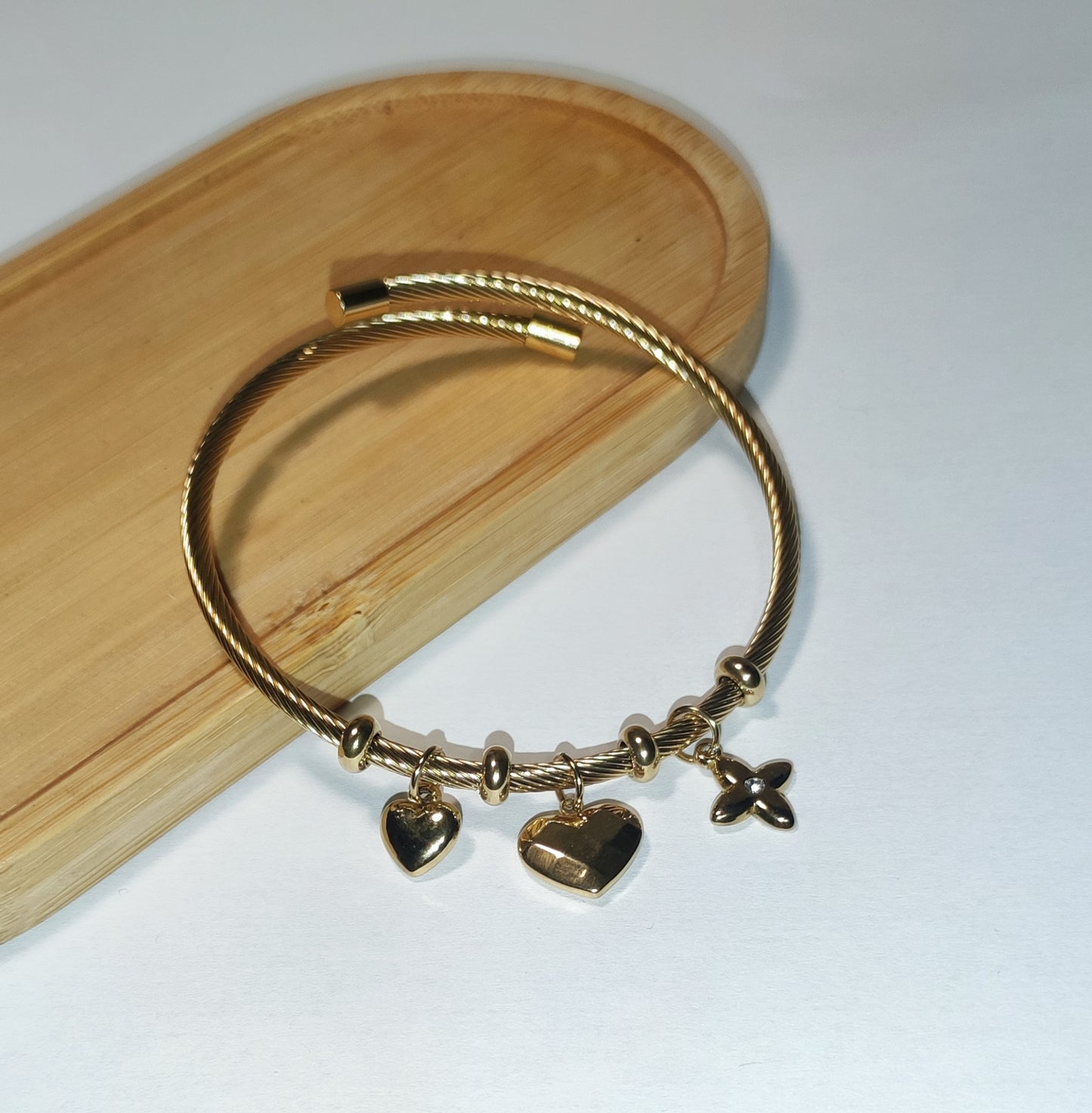 Bracelet Doré Charms Cœurs - Rêve de Rose