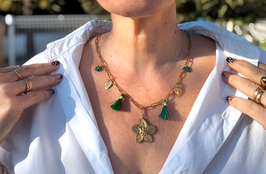 Collier Flora - Pièce Unique - Acier Inoxydable - Fait Main