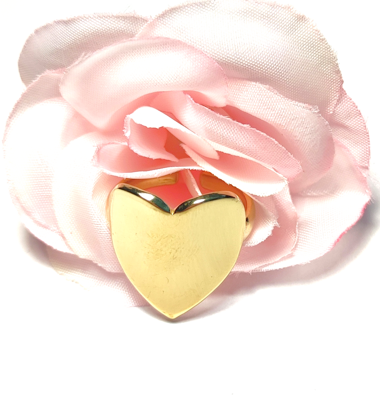 Bague Ajustable Dorée Forme Cœur Acier Inoxydable - Rêve de Rose