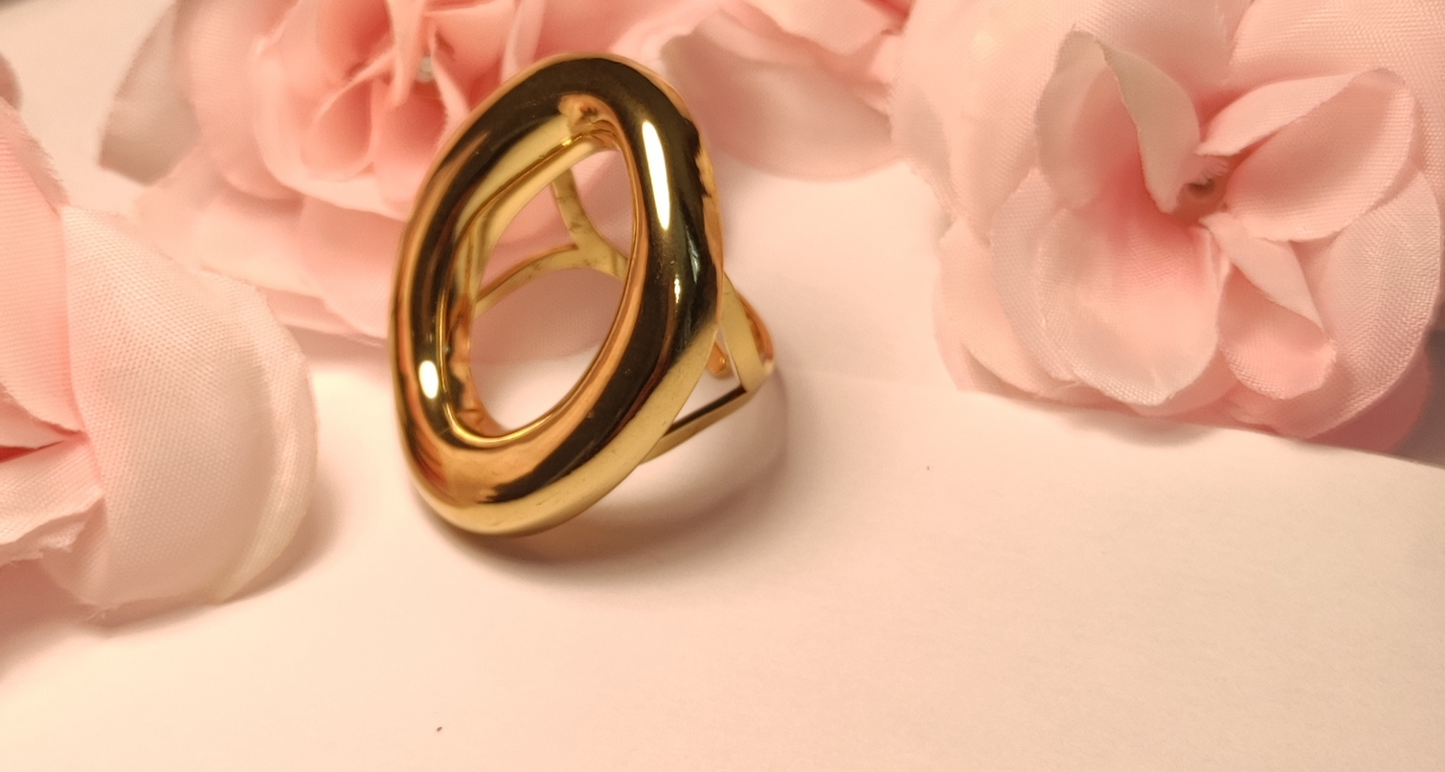 Bague Ajustable Dorée Forme O Acier Inoxydable - Rêve de Rose
