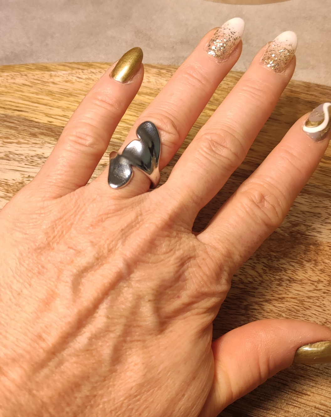 Bague Argentée Acier Inoxydable Ajustable Fine - Design Élégant - Rêve de Rose