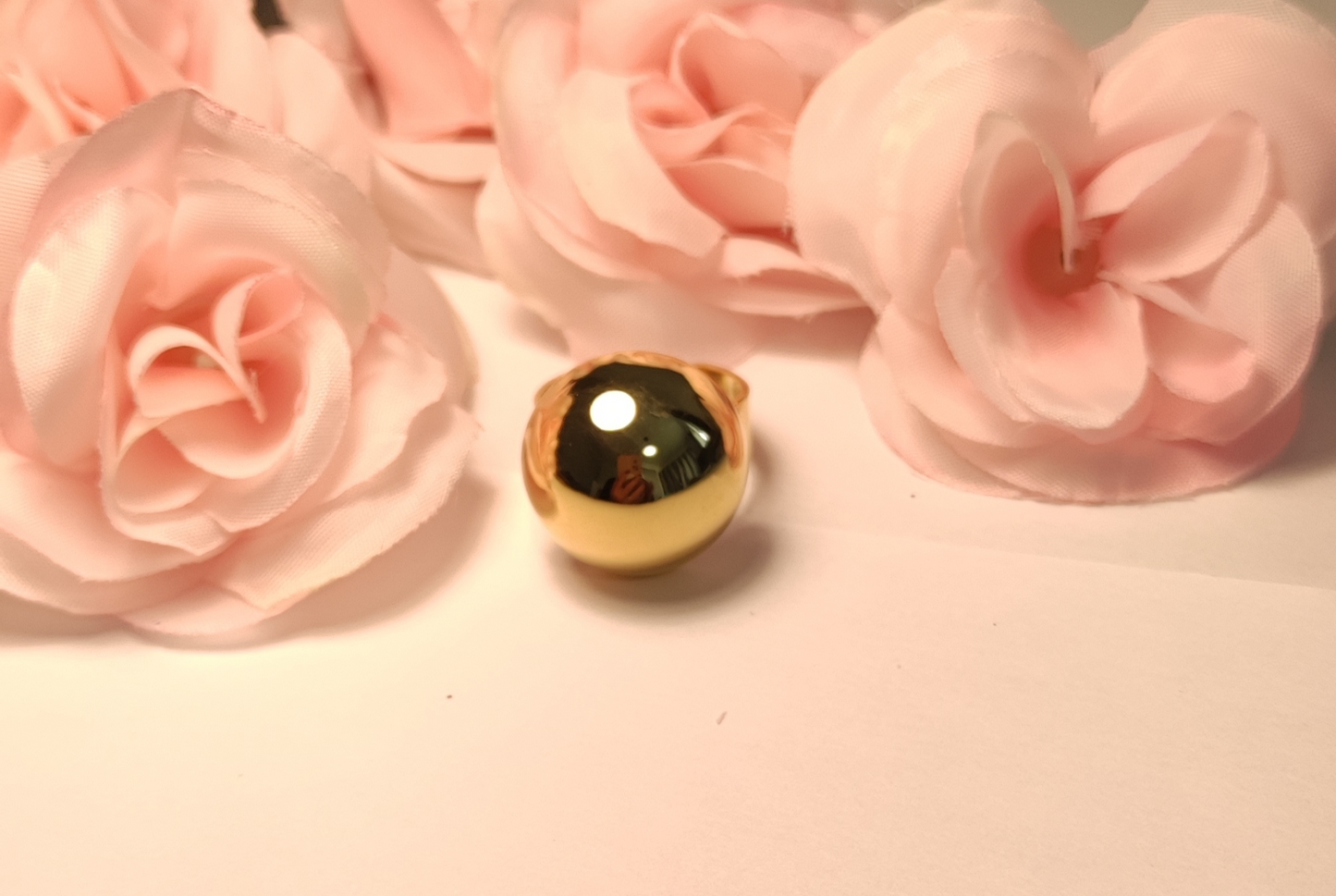 Bague Boule Acier Inoxydable Doré - Design Moderne Épuré - Rêve de Rose