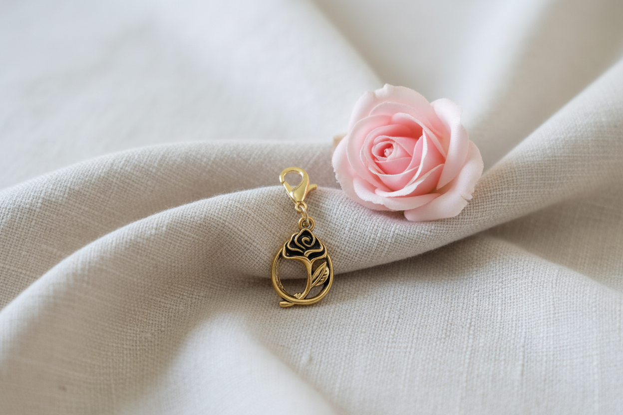Charm rose encerclée avec fermoir