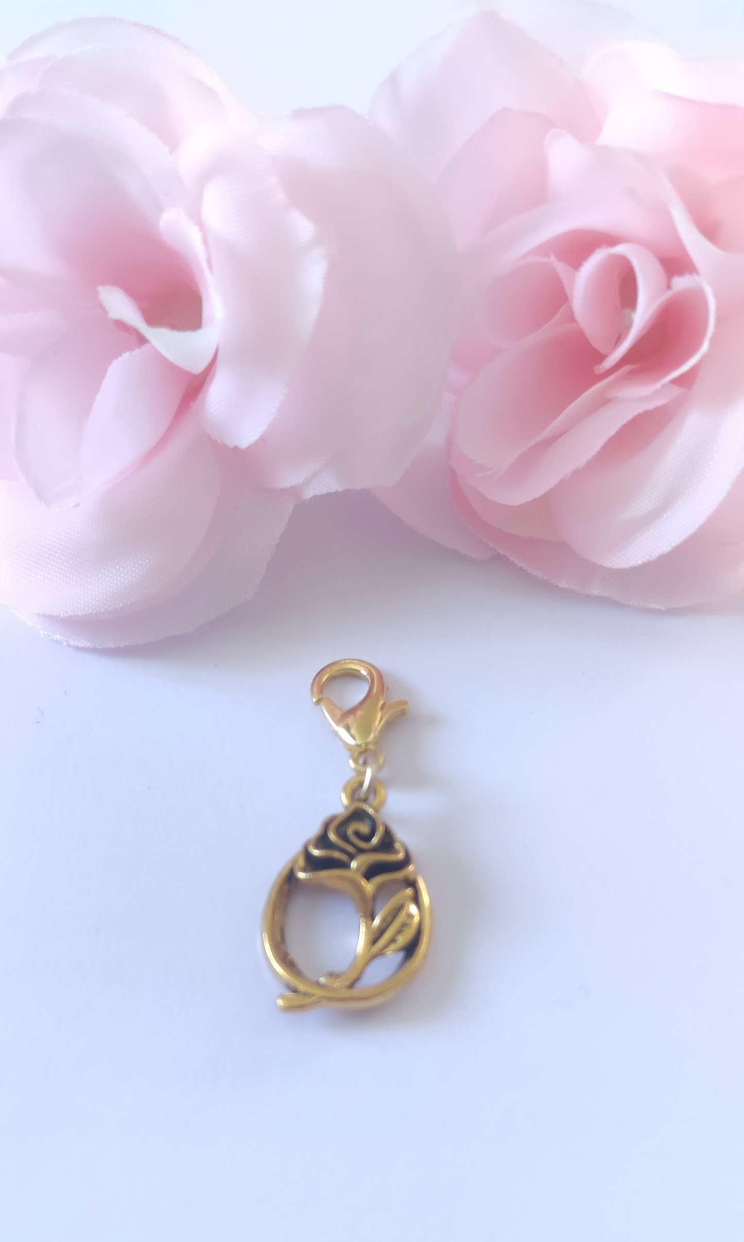 Charm rose encerclée avec fermoir