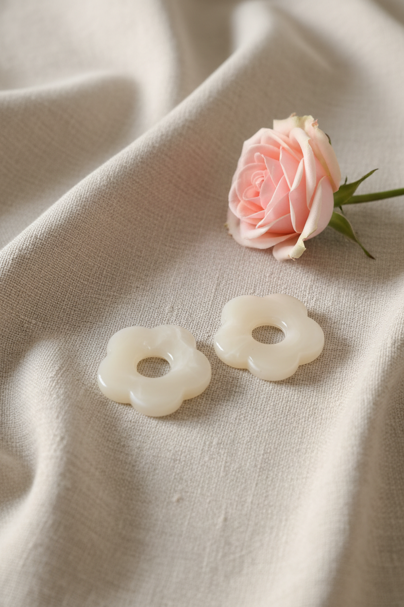 Lot de 2 Perles de fleurs crèmes