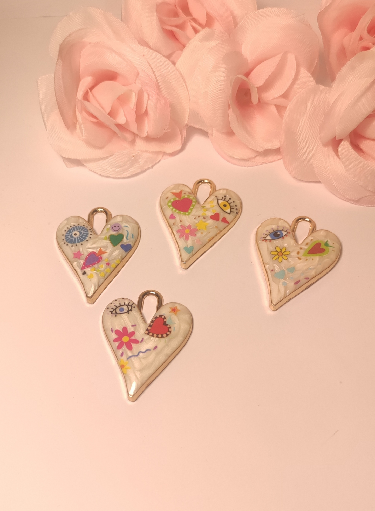 Charms gros cœur dessiné multi couleur