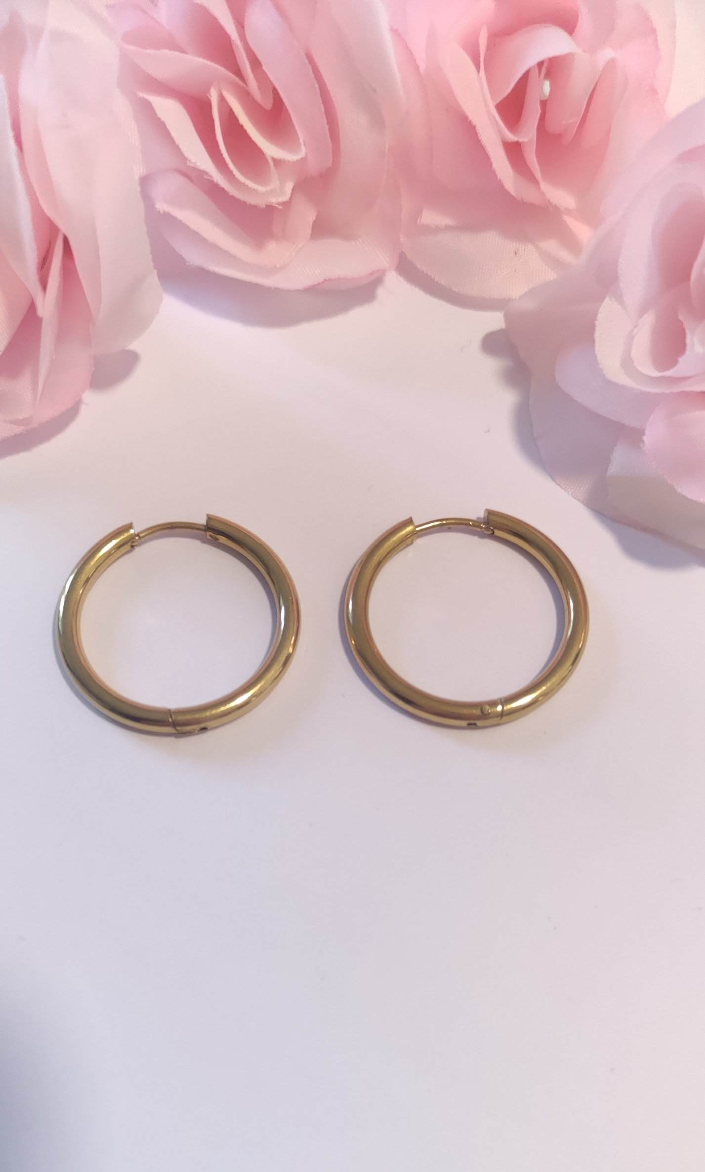 Boucles d'Oreilles Anneaux Dorés Personnalisables 25mm - Rêve de Rose