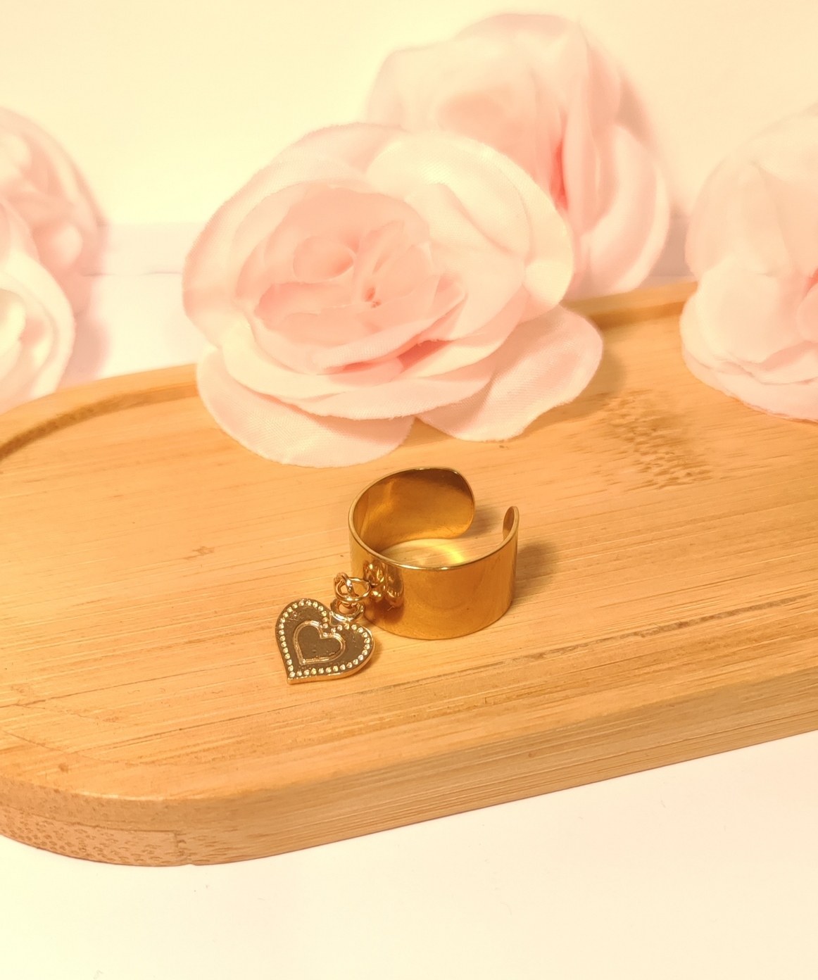 Bague Cœur Acier Inoxydable Doré - Bijou Élégant - Rêve de Rose