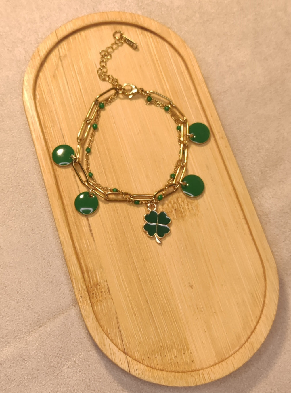 Bracelet Double Chaîne Trèfle Vert - Rêve de Rose
