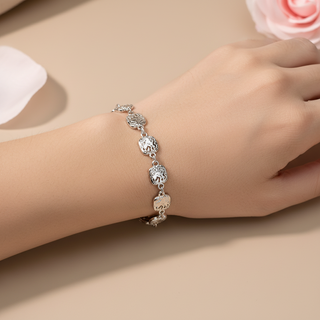 Bracelet Chaîne Argenté Médaillons Floraux Ajourés - Rêve de Rose
