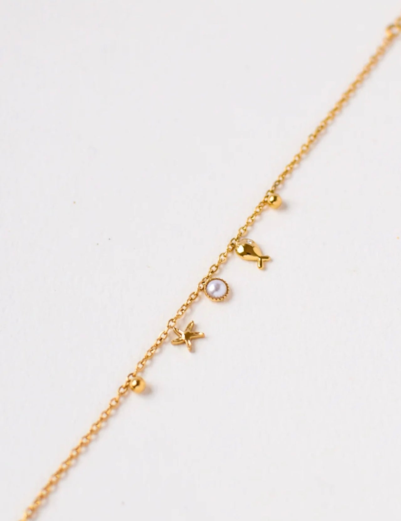 Bracelet Méria – Poisson, Étoile de Mer & Perle – Acier Inoxydable