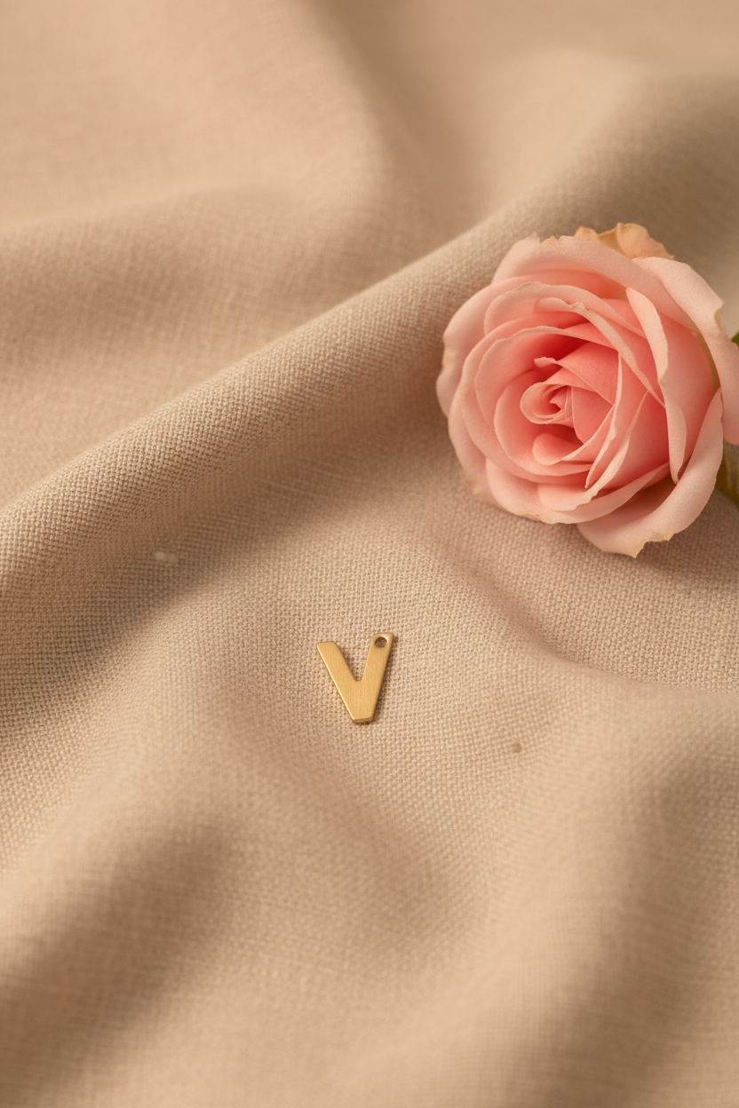 Charms lettre dorée V