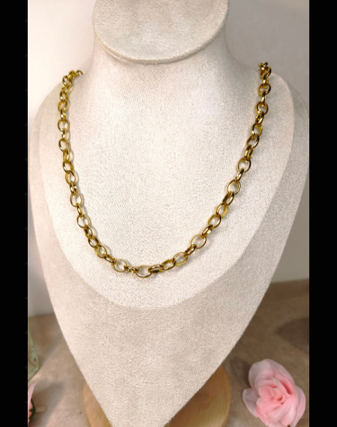 Collier Chaîne Maillons Ronds Dorés Personnalisable - Rêve de Rose