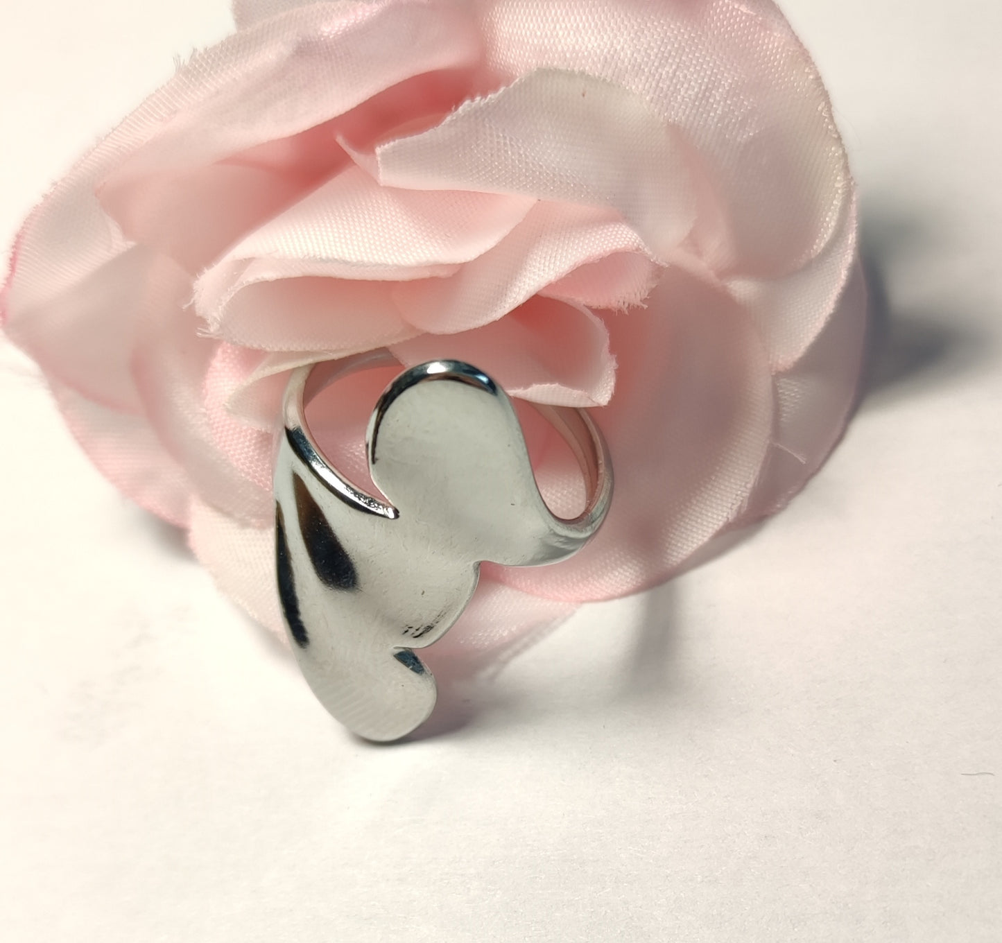 Bague Argentée Acier Inoxydable Ajustable Fine - Design Élégant - Rêve de Rose