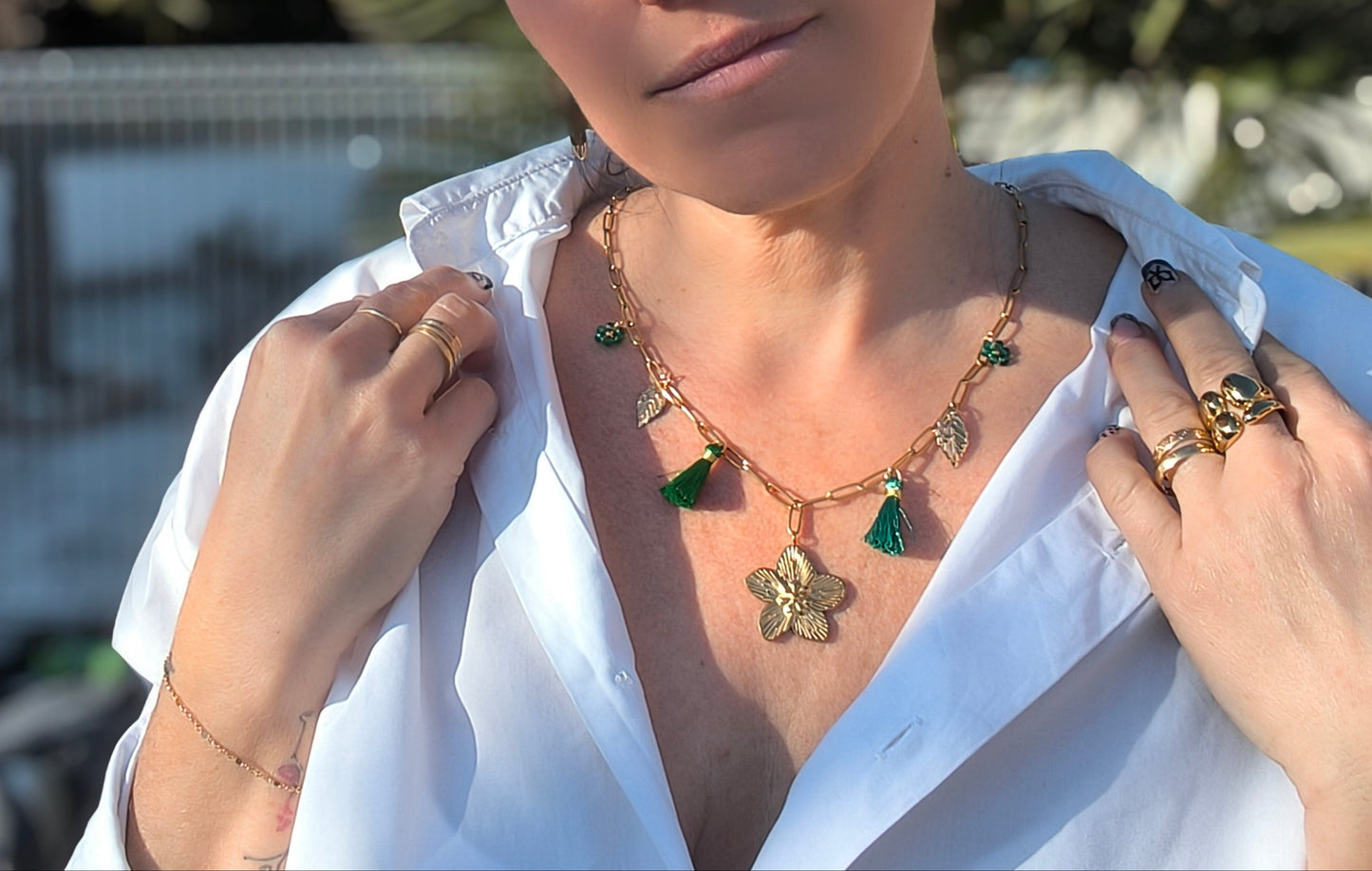 Collier Flora - Pièce Unique - Acier Inoxydable - Fait Main