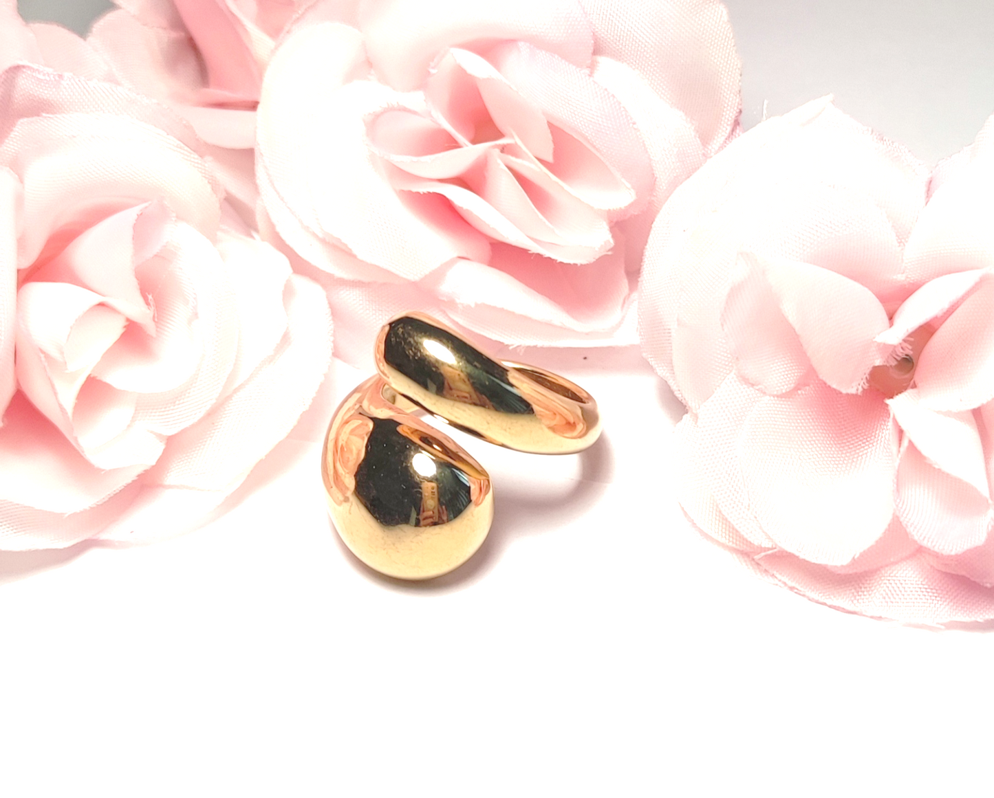 Bague Ajustable Dorée Asymétrique Épaisse Acier Inoxydable - Rêve de Rose