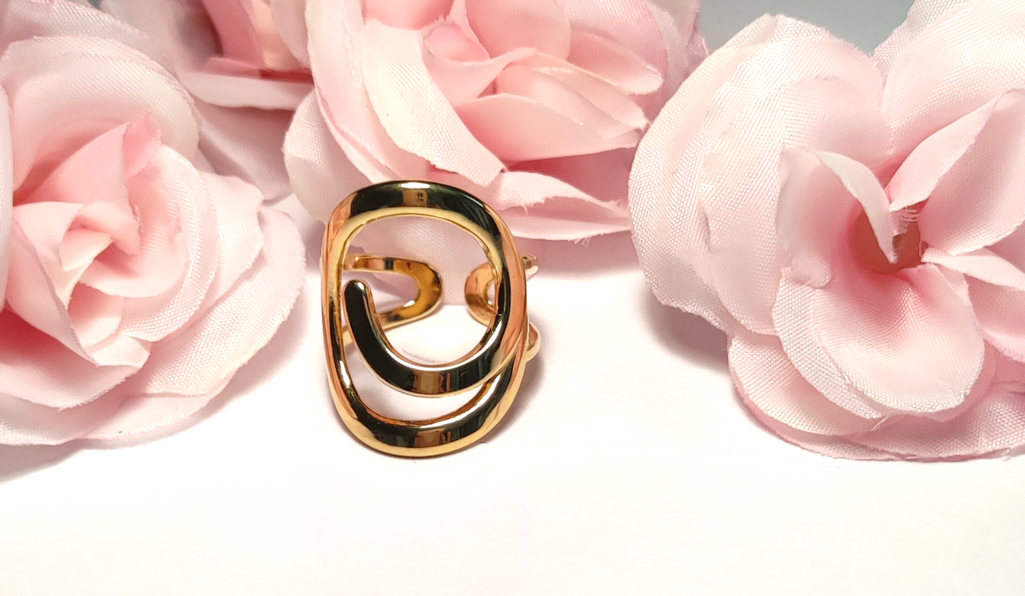 Bague Ajustable Dorée Spirale Acier Inoxydable - Rêve de Rose