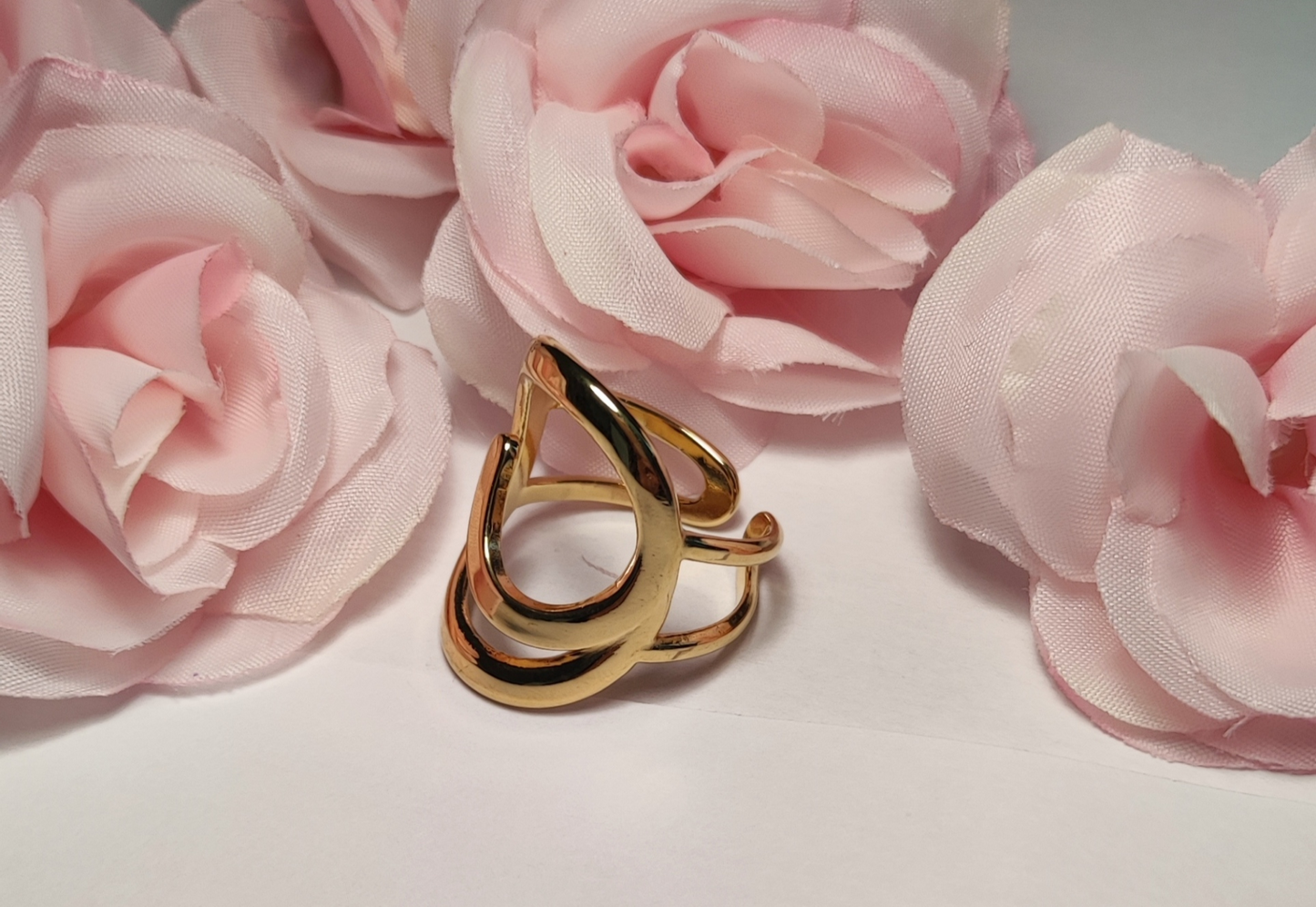 Bague Ajustable Dorée Spirale Acier Inoxydable - Rêve de Rose