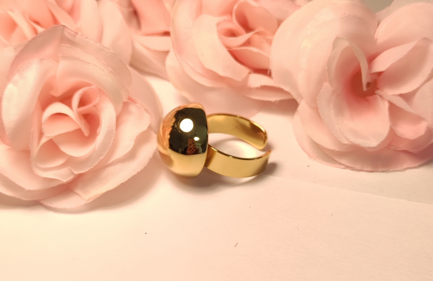 Bague Boule Acier Inoxydable Doré - Design Moderne Épuré - Rêve de Rose