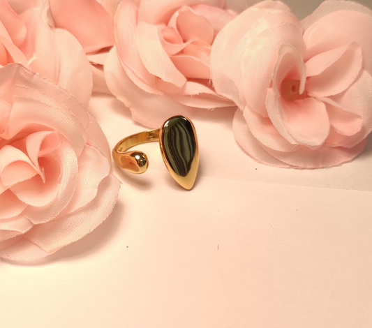 Bague Asymétrique Acier Inoxydable Doré - Design Moderne - Rêve de Rose
