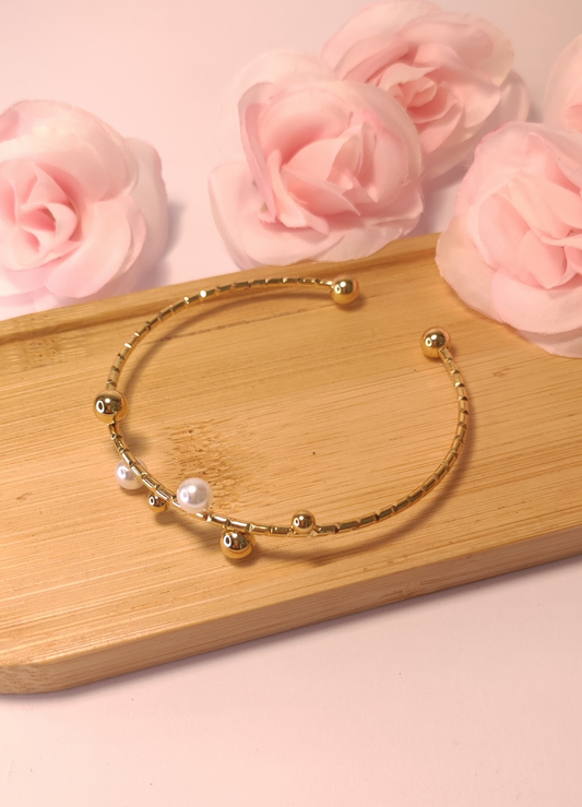 Jonc Doré Perles Dorées et Blanches - Rêve de Rose