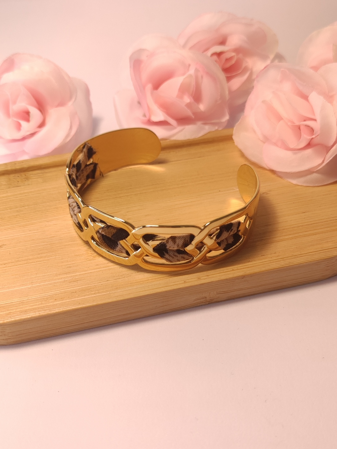 Bracelet Tressé Motif Léopard Doré - Rêve de Rose