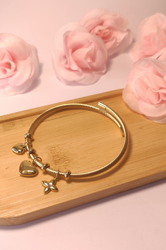 Bracelet Doré Charms Cœurs - Rêve de Rose