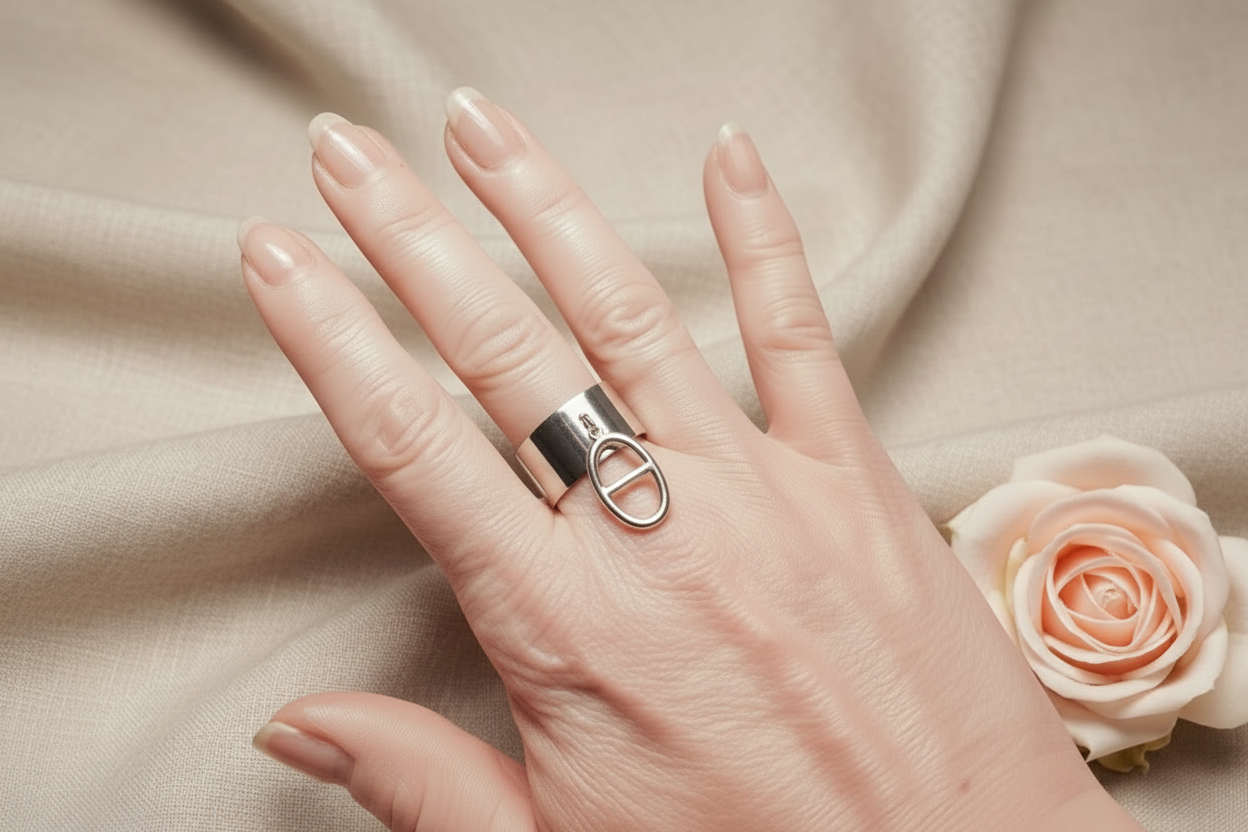 Bague Pendentif Ajustable Acier Inoxydable Argenté - Rêve de Rose