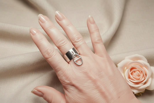 Bague Pendentif Ajustable Acier Inoxydable Argenté - Rêve de Rose