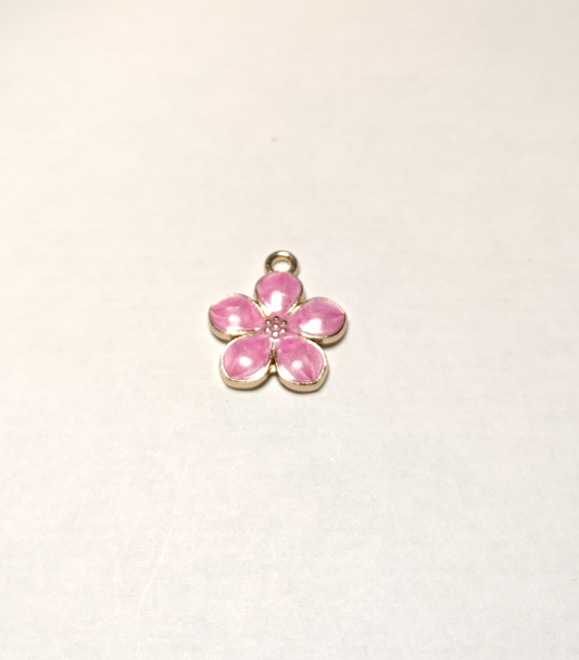 Charms fleur colorée rose