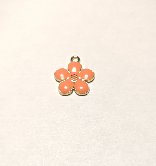 Charms fleur colorée orange