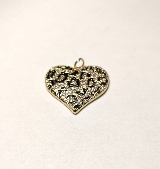 Charms gros coeur léopard