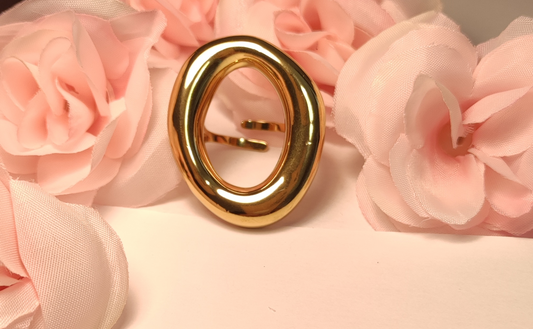 Bague Ajustable Dorée Forme O Acier Inoxydable - Rêve de Rose