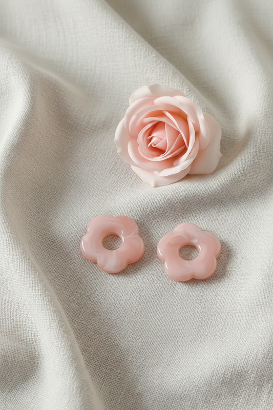Lot de 2 Perles de fleurs rose saumon