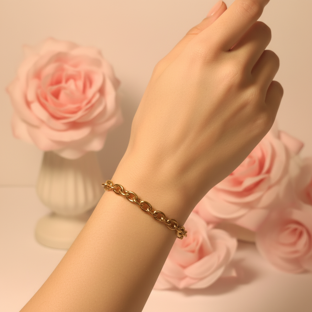 Bracelet Personnalisable Maillons Serrés Doré - Rêve de Rose
