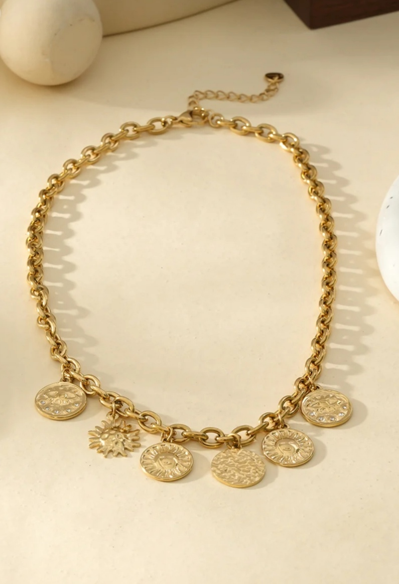 Collier Doré Charms Soleil et Œil - Rêve de Rose