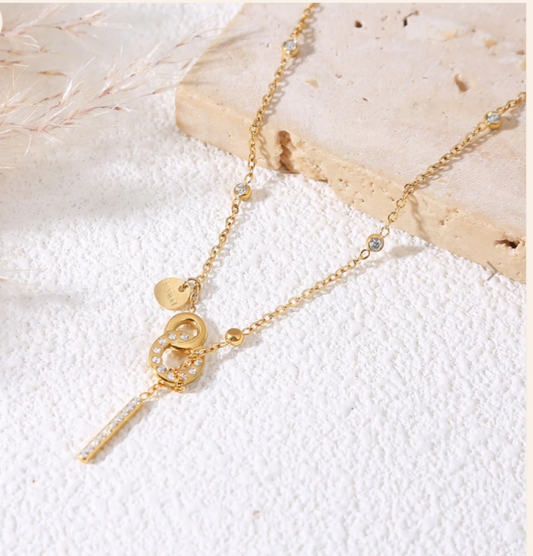 Collier Fin Délicat Doré avec Strass - Rêve de Rose