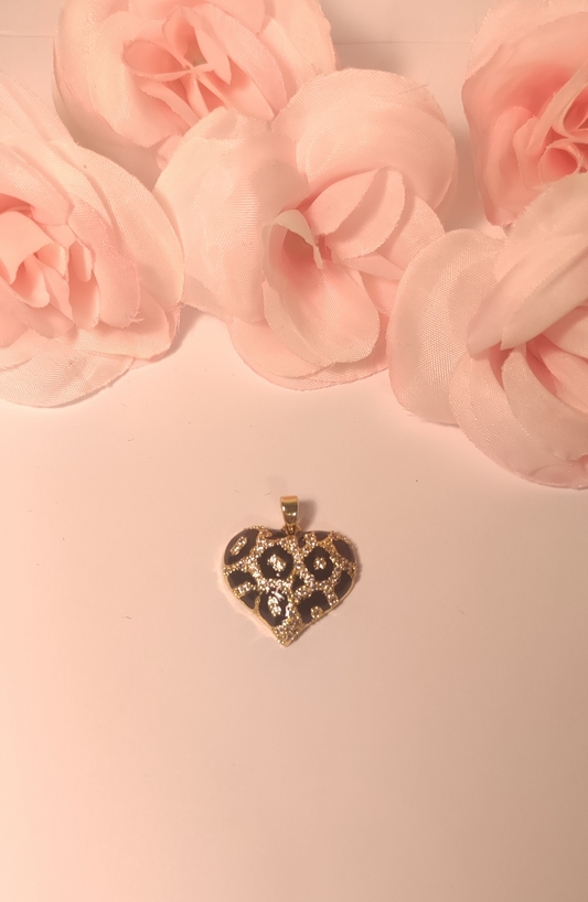 Charms cœur léopard scintillant