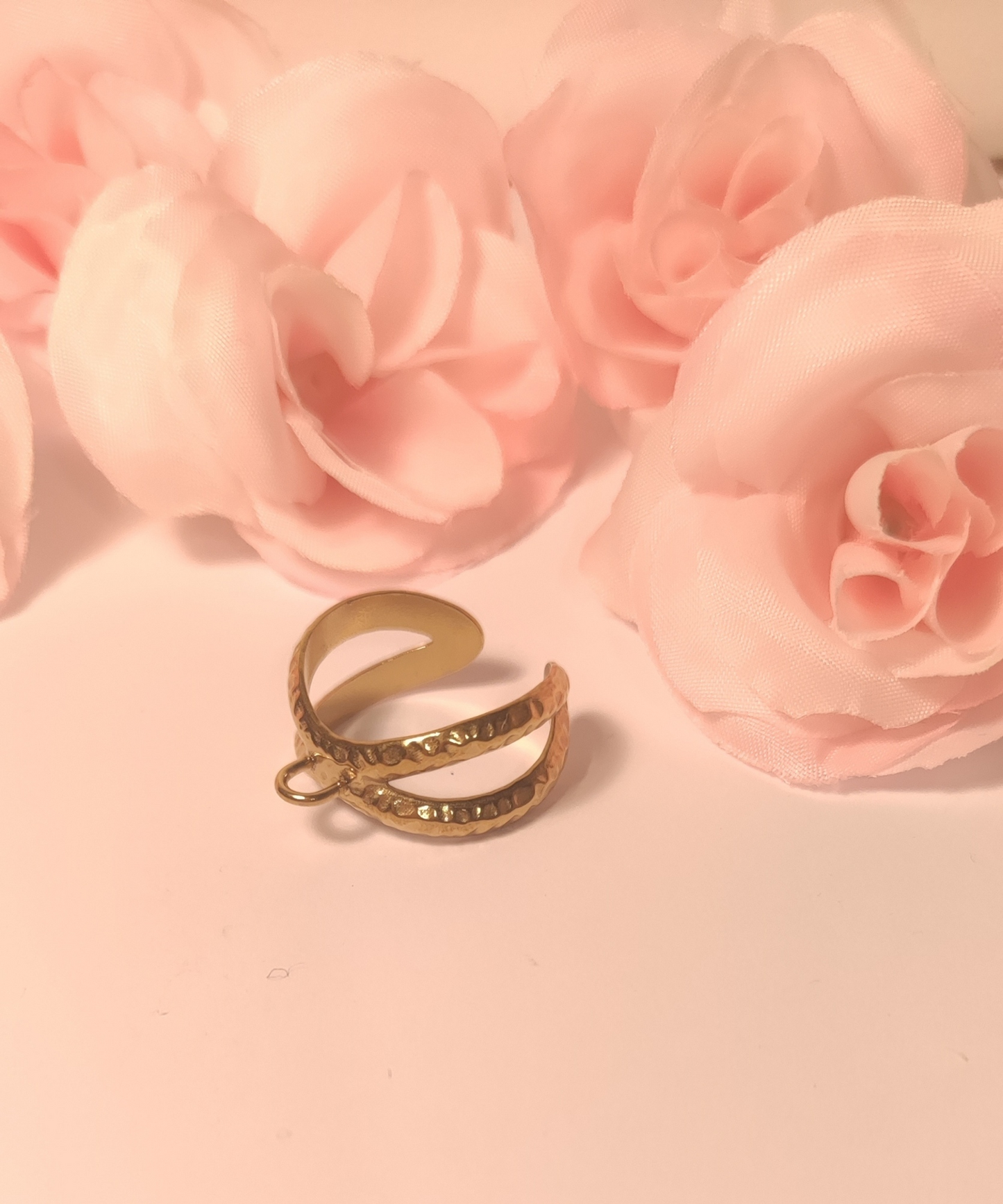 Bague Ajustable Personnalisable Martelée Dosée - Rêve de Rose