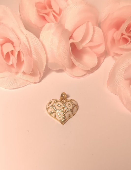 Charms cœur léopard blanc scintillant