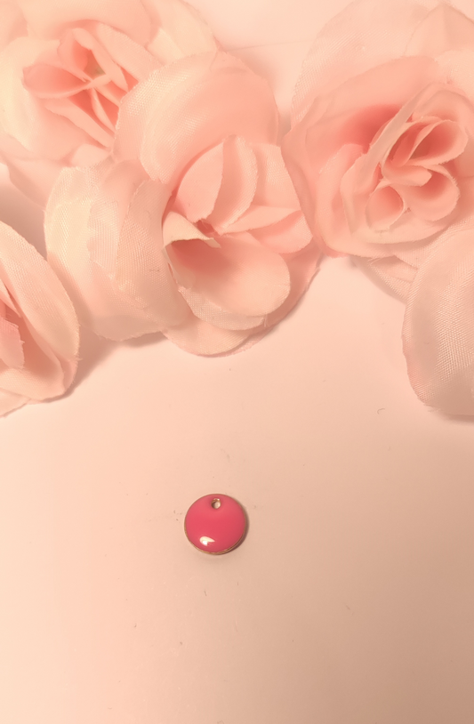 Charms rond rose pétant