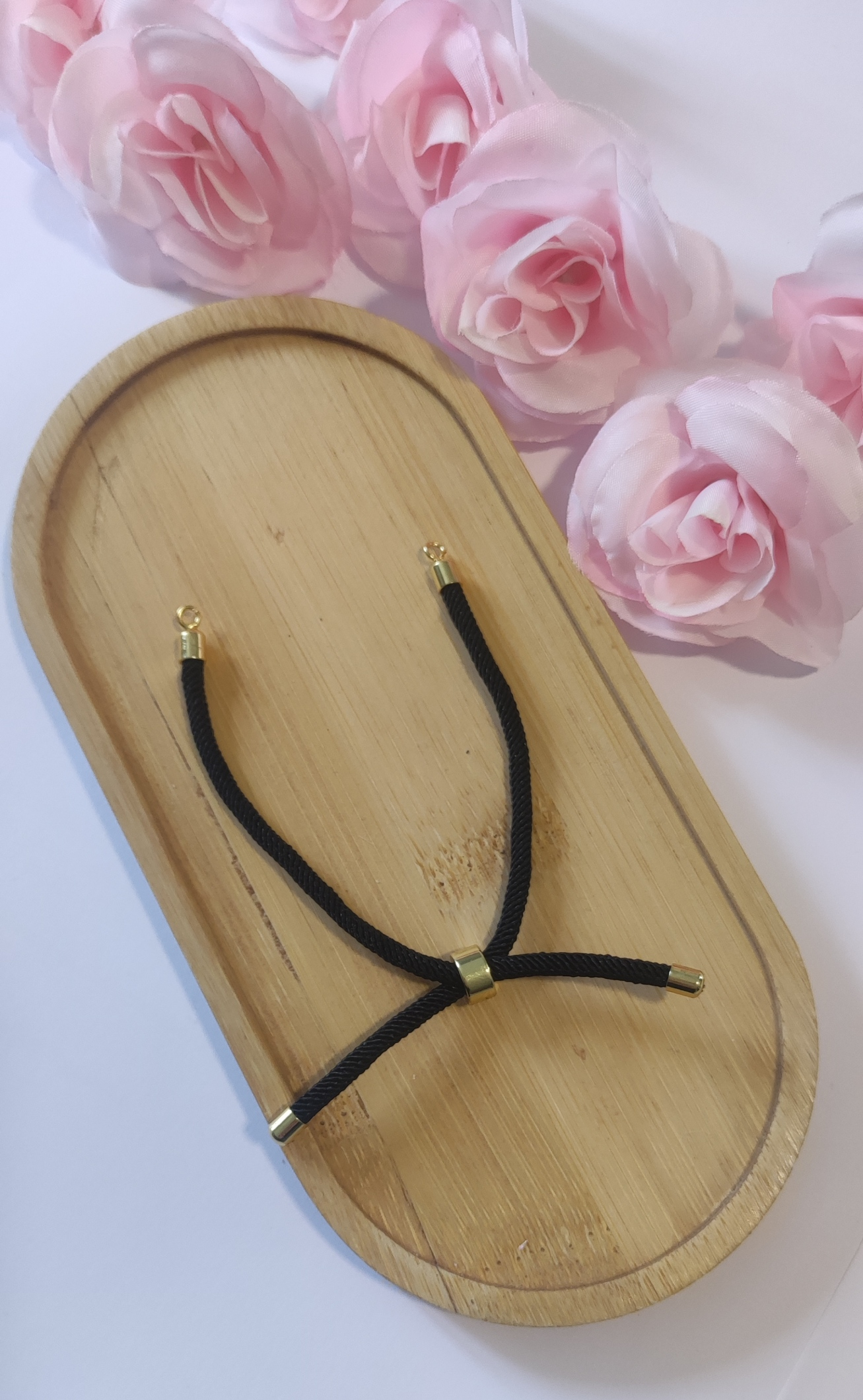 Bracelet Ajustable Noir Personnalisable avec Charms - Rêve de Rose