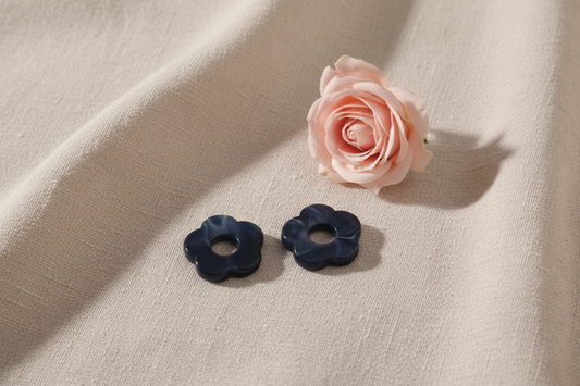 Lot de 2 Perles Fleurs bleu marine