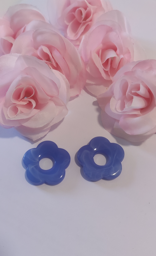 Lot de 2 perles fleurs bleu ciel