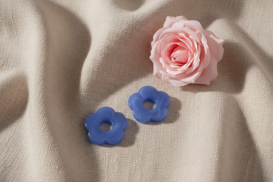 Lot de 2 perles fleurs bleu ciel