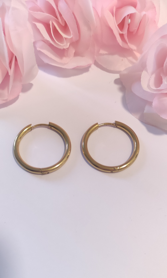 Boucles d'Oreilles Anneaux Dorés Personnalisables 25mm - Rêve de Rose