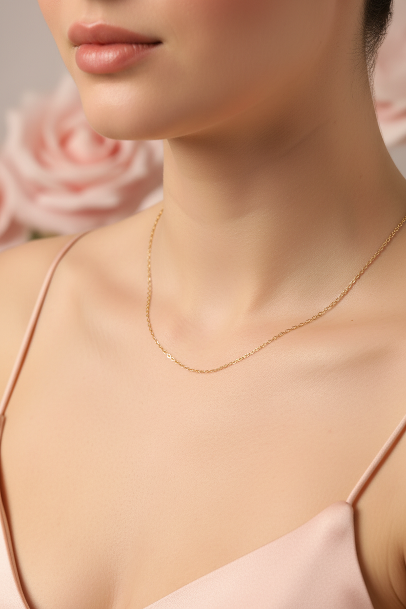 Collier Chaîne Maillons très Fins Personnalisable - Rêve de Rose