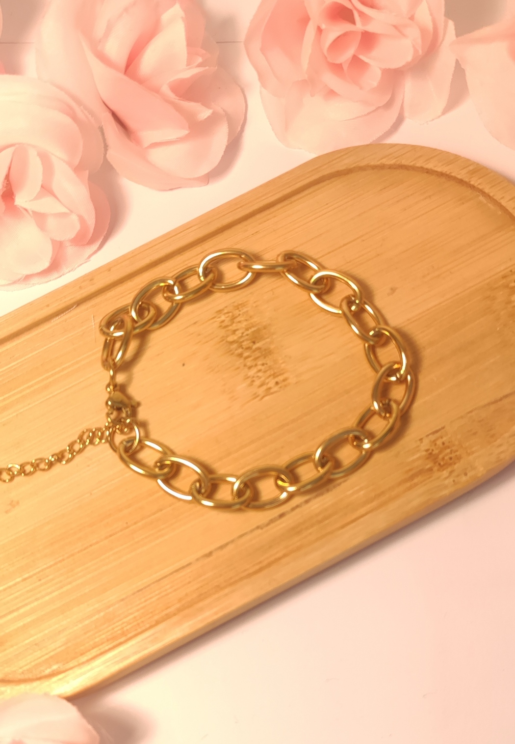 Bracelet Personnalisable Gros Maillons Doré Ajustable - Rêve de Rose